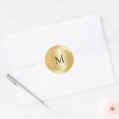 Sticker Rond Script à la main Monogrammé Modèle d'or Faux (Enveloppe)