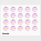 Sticker Rond Script bat mitzvah Gold Foil sur Aquarelle rose (Feuille)