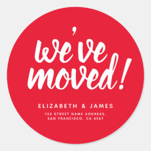 Sticker Rond Script blanc rouge simple que nous avons déplacé