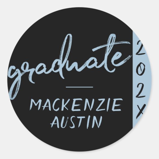 Sticker Rond Script Bleu clair | Brosse à oeufs Robin (Devant)