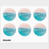 Sticker Rond Script bleu moderne Nom personnalisé Beach House P (Feuille)