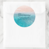 Sticker Rond Script bleu moderne Nom personnalisé Beach House P (Sac)