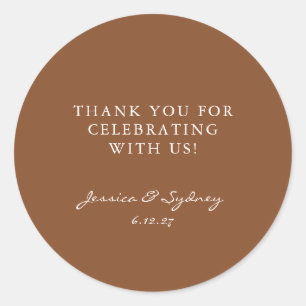 Sticker Rond Script Brown minimaliste Sienna Merci personnalisé