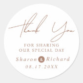 Sticker Rond Script calligraphie mocha Merci mariage (Devant)