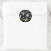 Sticker Rond Script Calligraphique Feuille D'Or Amour Photo Per (Sac)