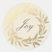 Sticker Rond Script chic Joy Gold Wreath Christmas Off-White (Devant)