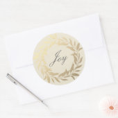 Sticker Rond Script chic Joy Gold Wreath Christmas Off-White (Enveloppe)