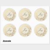 Sticker Rond Script chic Joy Gold Wreath Christmas Off-White (Feuille)