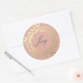 Sticker Rond Script Chic Joy Gold Wreath Noël Dusty Rose (Enveloppe)