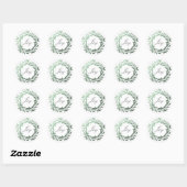 Sticker Rond Script chic Joy Green Foil Wreath Noël (Feuille)