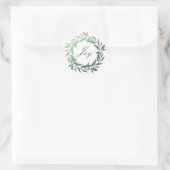 Sticker Rond Script chic Joy Green Foil Wreath Noël (Sac)
