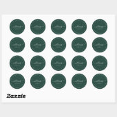 Sticker Rond Script chic Nom de famille Dark Green Adresse de r (Feuille)