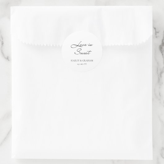Sticker Rond Script classique Calligraphie minimale Mariage bla (Sac)
