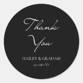 Sticker Rond Script classique Calligraphie minimale Mariage noi (Devant)