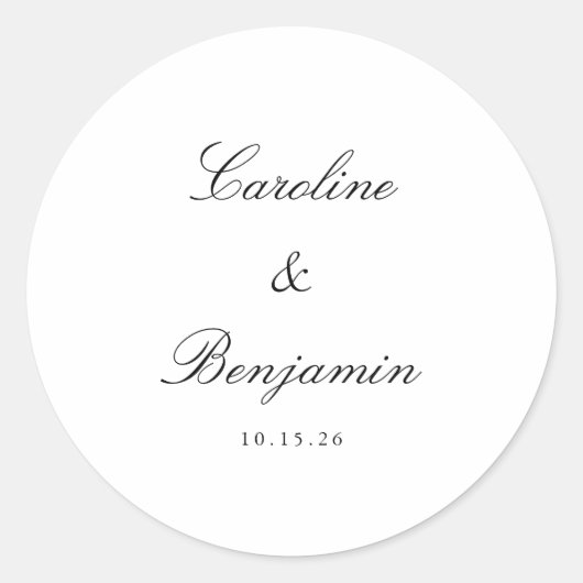 Sticker Rond Script Classique élégant Mariage élégant Personnal (Devant)