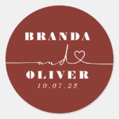 Sticker Rond Script Coeur mignon Romantique Bourgogne Mariage r (Devant)