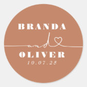 Sticker Rond Script Coeur mignon Romantique Terracotta Mariage (Devant)