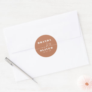 Sticker Rond Script Coeur mignon Romantique Terracotta Mariage