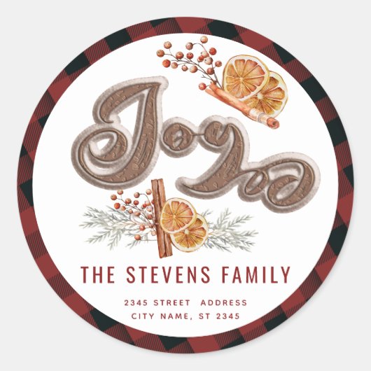 Sticker Rond Script cookie moderne joie cannelle orange (Devant)