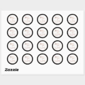 Sticker Rond Script Copper Merci sur Marbre Noir (Feuille)
