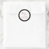 Sticker Rond Script Copper Merci sur Marbre Noir (Sac)