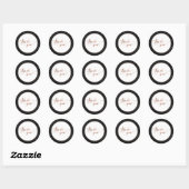 Sticker Rond Script Copper Merci sur Marbre Noir (Feuille)