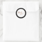Sticker Rond Script Copper Merci sur Marbre Noir (Sac)