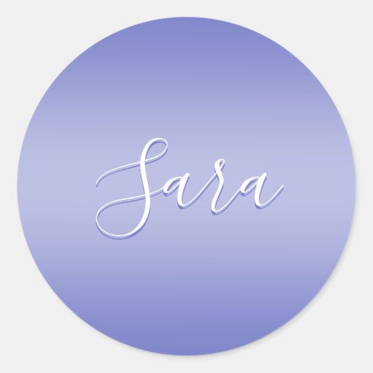 Sticker Rond Script cursif modifiable | Violet blanc et violet (Devant)