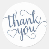 Sticker Rond Script d'ardoise simple | Coeur de Merci bleu pous (Devant)