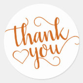 Sticker Rond Script d'automne simple | Coeur de Merci orange br (Devant)