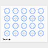Sticker Rond Script de Baby Shower avec Carreaux Bleus Italiens (Feuille)