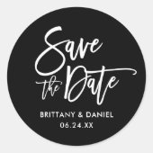 Sticker Rond Script De Brosse Enregistrer La Date Enveloppe Noi (Devant)