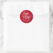 Sticker Rond Script De Brosse Enregistrer La Date Enveloppe Rou (Sac)