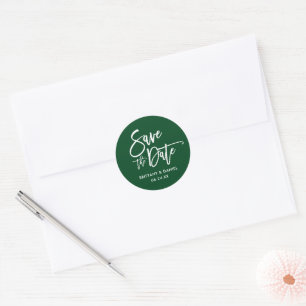 Sticker Rond Script De Brosse Enregistrer La Date Enveloppe Ver
