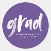 Sticker Rond Script de brosse moderne Purple Graduation (Devant)