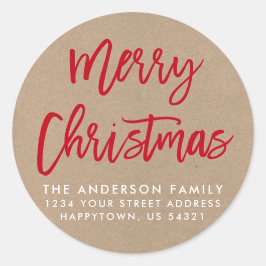 Sticker Rond Script de brosse moderne Sceau d'enveloppe Kraft d (Devant)