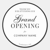 Sticker Rond Script de cadre noir Nom d'entreprise Grand Ouvert (Devant)