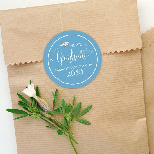 Sticker Rond Script de calligraphie de diplôme Élégant Casquett