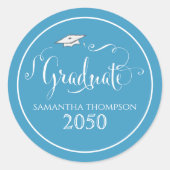 Sticker Rond Script de calligraphie de diplôme Élégant Casquett (Devant)