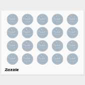 Sticker Rond Script de calligraphie de diplôme Simple Dusty Blu (Feuille)
