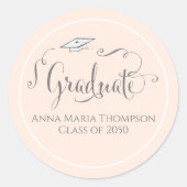 Sticker Rond Script de calligraphie de graduation Simple Peach  (Devant)