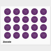 Sticker Rond Script de calligraphie Mariage violet Enveloppe Ph (Feuille)