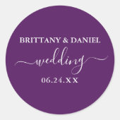 Sticker Rond Script de calligraphie Mariage violet Enveloppe Ph (Devant)