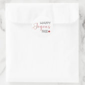 Sticker Rond Script de calligraphie minimale Joyeux Joyeux grat (Sac)