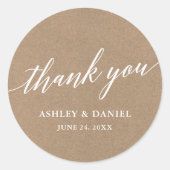 Sticker Rond Script de calligraphie moderne Mariage Kraft (Devant)