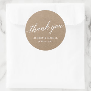 Sticker Rond Script de calligraphie moderne Mariage Kraft