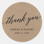 Sticker Rond Script de calligraphie moderne Mariage Kraft (Devant)