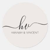 Sticker Rond Script de calligraphie Monogramme mariage Faveur p (Devant)