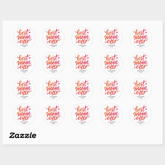 Sticker Rond Script de calligraphie rouge et blanche de la meil (Feuille)