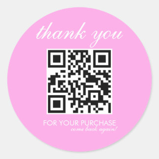 Sticker Rond Script de code QR Minimaliste Merci Rose